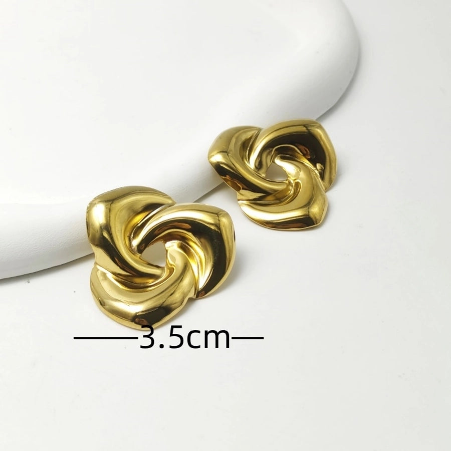 1 Pair Elegant Oversized Commute Rose Flower Flowers 304 Stainless Steel 18K Gold Plated Ear Studs