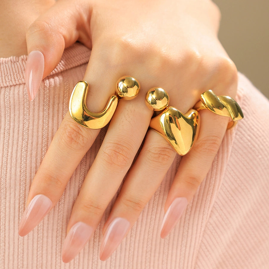 Jewelry Elegant Roman Style Commute Geometric Heart Shape 304 Stainless Steel 14K Gold Plated Rings