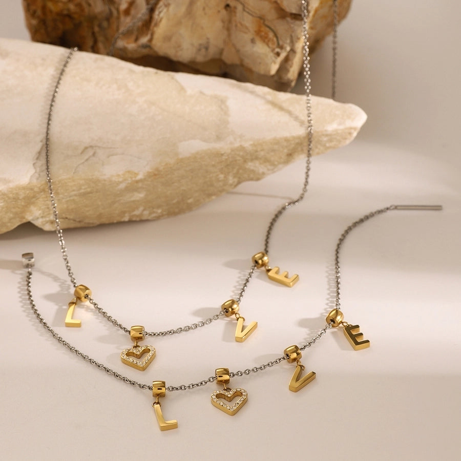 Princess Wedding Artistic Letter 304 Stainless Steel Artificial Rhinestones Bracelets In Bulk