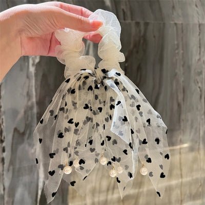 simple style heart shape lace tassel hair tie