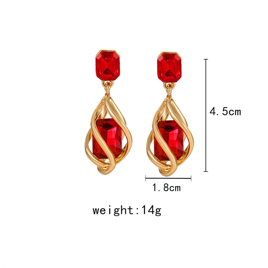 1 Pair Vintage Style Simple Style IG Style Geometric Inlay Copper Copper Alloy Gem Drop Earrings