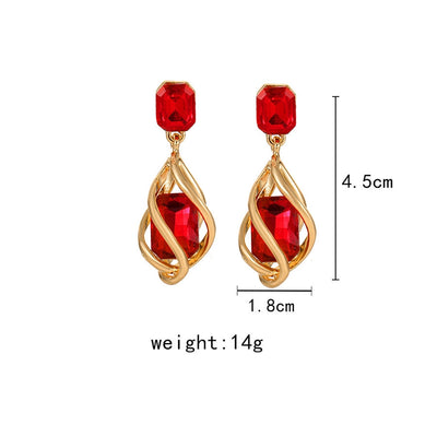 1 Pair Vintage Style Simple Style IG Style Geometric Inlay Copper Copper Alloy Gem Drop Earrings