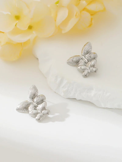 1 Pair Exaggerated Simple Style Oversized Flower Butterfly 304 Stainless Steel Ear Studs