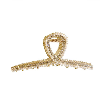 elegant geometric alloy inlay artificial pearls hair claws 1 piece