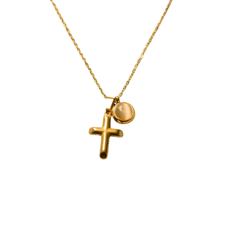 Jewelry Simple Style Cross 304 Stainless Steel Plating Pendant Necklace