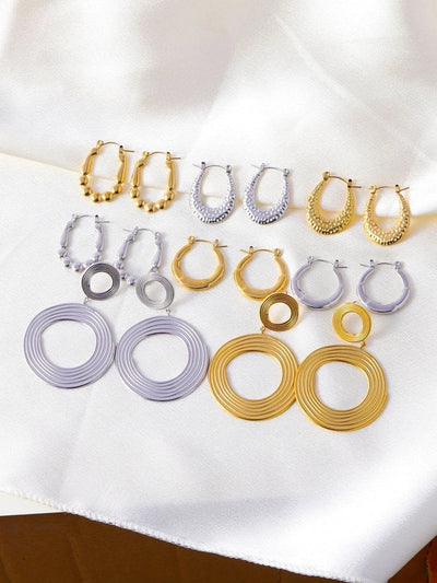 1 Pair Streetwear Geometric 304 Stainless Steel 18K Gold Plated Earrings