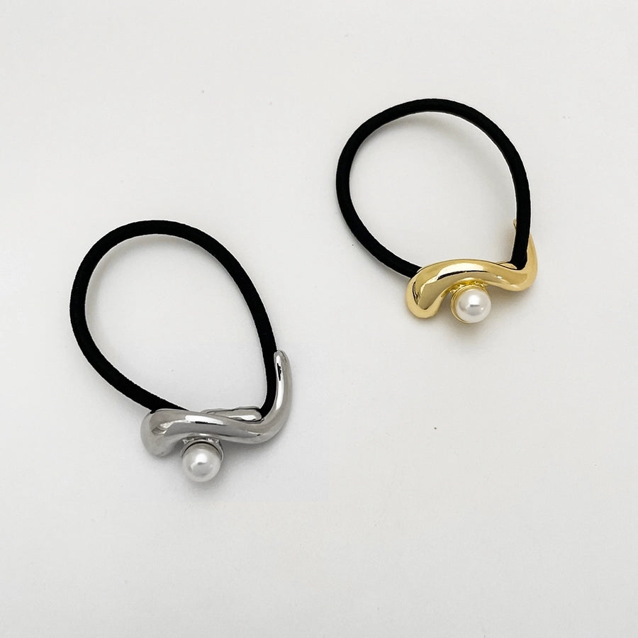 Women's Casual Elegant Simple Style Round Dots Alloy Elastic Band Inlay Pearl Hair Tie