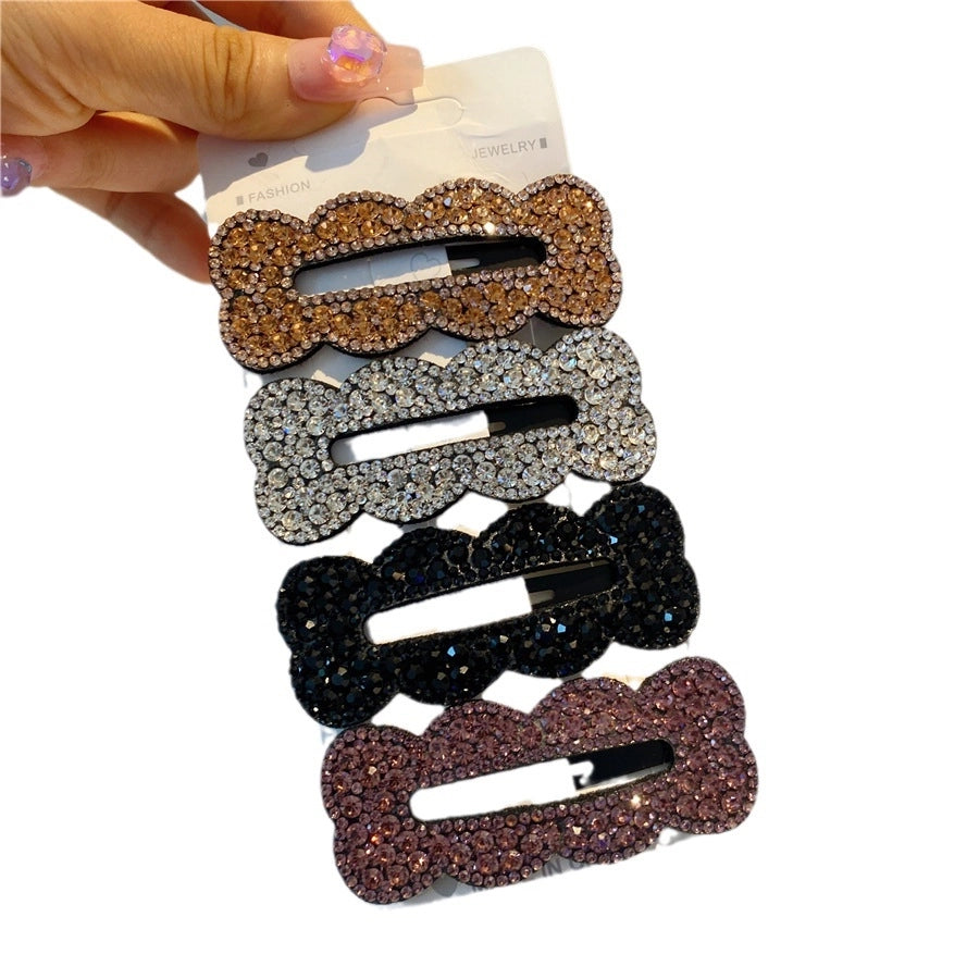 retro heart shape plastic resin inlay rhinestones hair clip