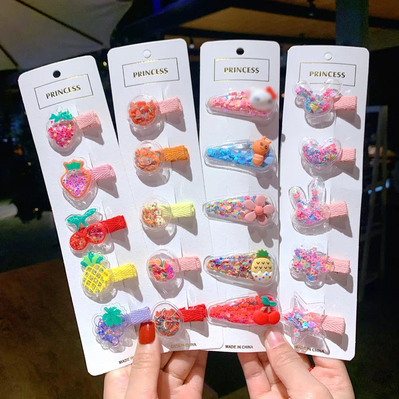 kid's cute cartoon fruit alloy rubber sequins hair clip