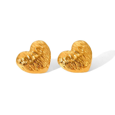 1 Piece IG Style Heart Shape Plating 304 Stainless Steel 18K Gold Plated Ear Studs