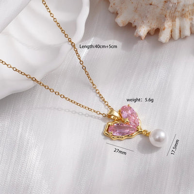 304 Stainless Steel Copper Heart Shape Pendant Necklace