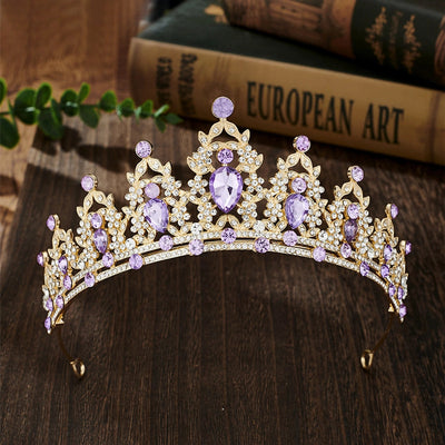 glam luxurious lady crown alloy plating inlay zircon crown