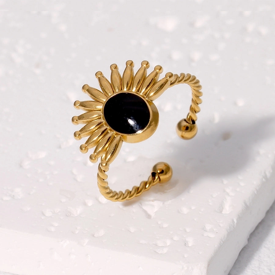 Jewelry Retro French Style Classic Style Geometric 304 Stainless Steel 18K Gold Plated Enamel Stainless Steel Rings