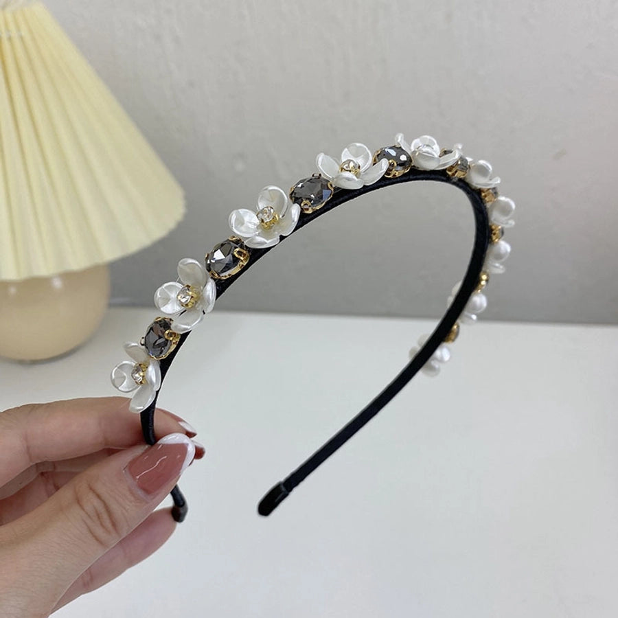korean version pearl flower full diamond headband