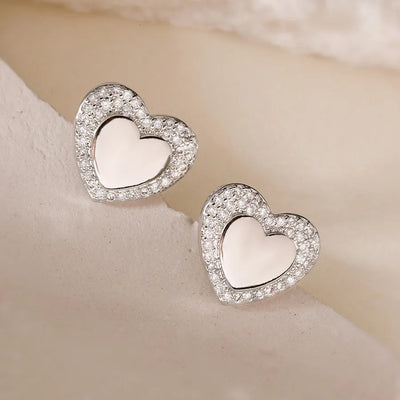 1 Pair Retro Simple Style Commute Heart Shape Plating Hollow Out Inlay Copper Zircon Ear Studs