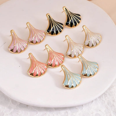 1 Pair Retro Romantic Simple Style Sector 304 Stainless Steel Ear Studs