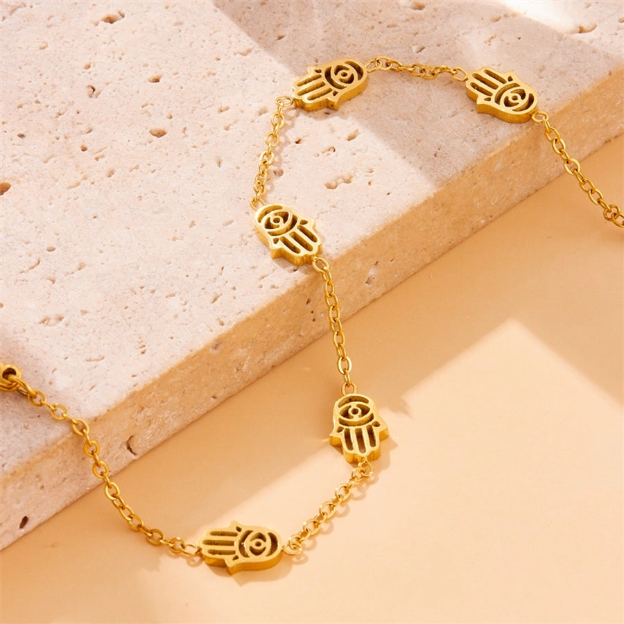 Vintage Style Palm Eye 304 Stainless Steel Bracelets In Bulk