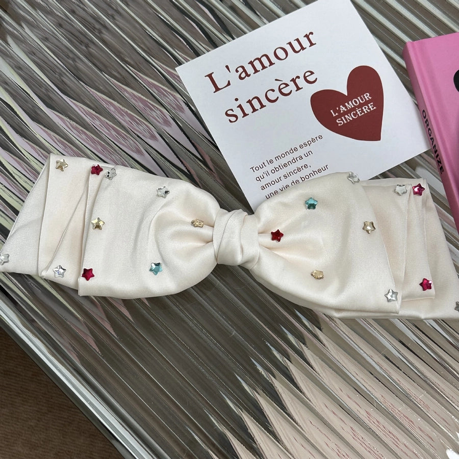 simple style classic style bow knot cloth inlay rhinestones hair clip