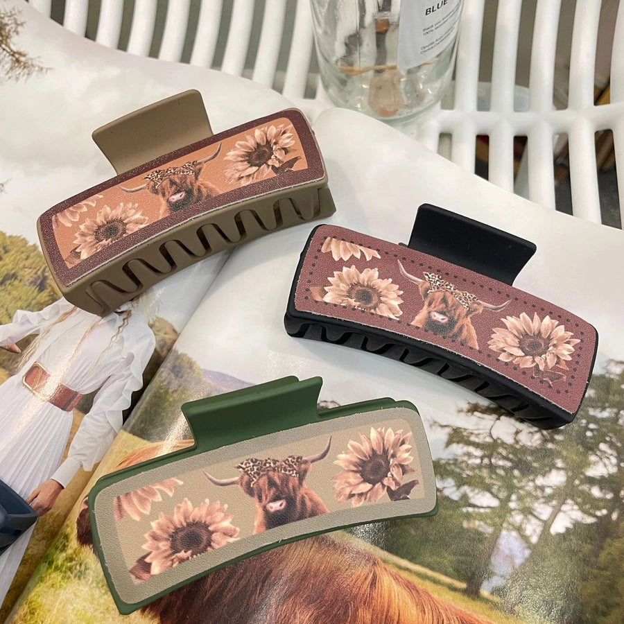 Women's Vintage Style Cattle Plastic Polishing Hair Claws