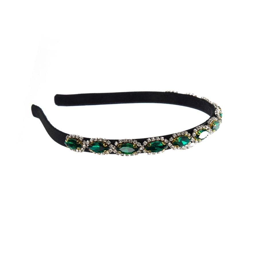 ig style shiny oval cloth inlay rhinestones hair band