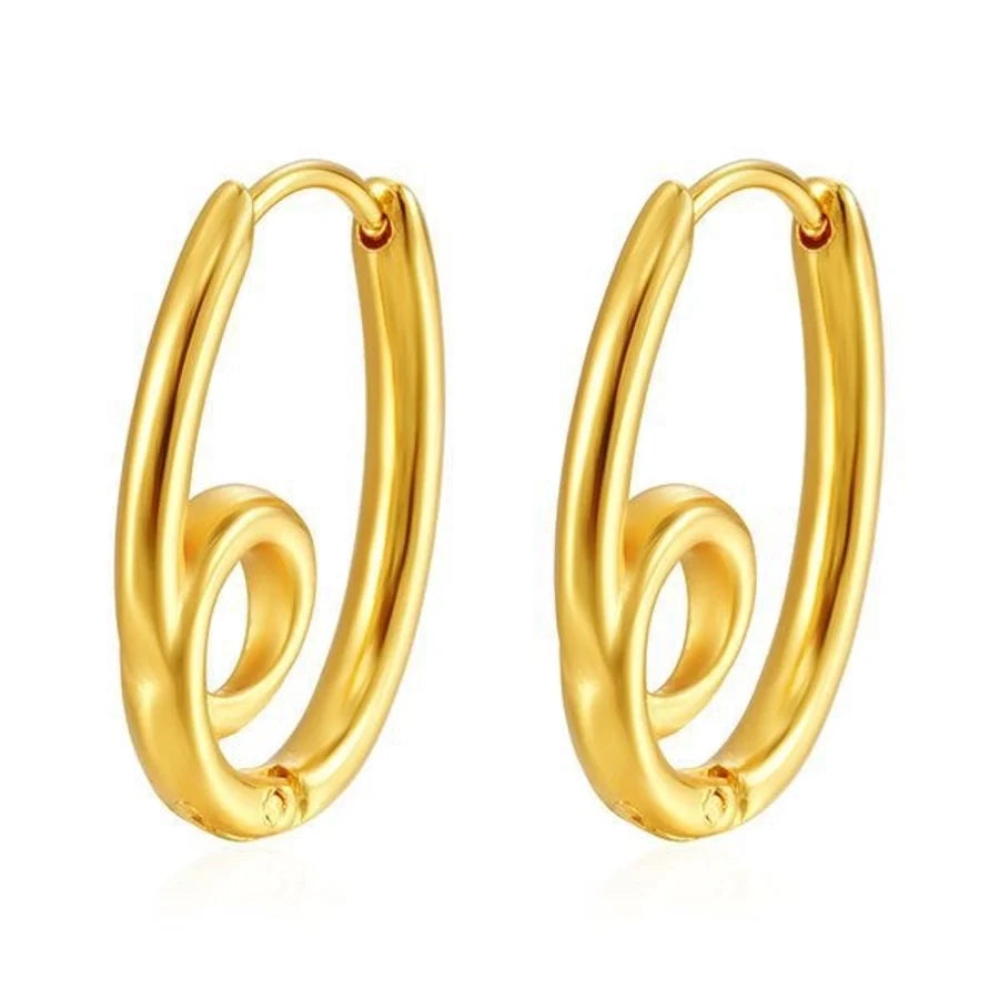 1 Pair IG Style Solid Color Knot Plating 304 Stainless Steel 18K Gold Plated Earrings
