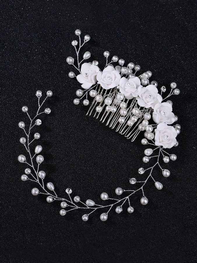 Fashion bridal hair accessories Korean-style soft  flower pearl hair comb   best selling comb Accessories
