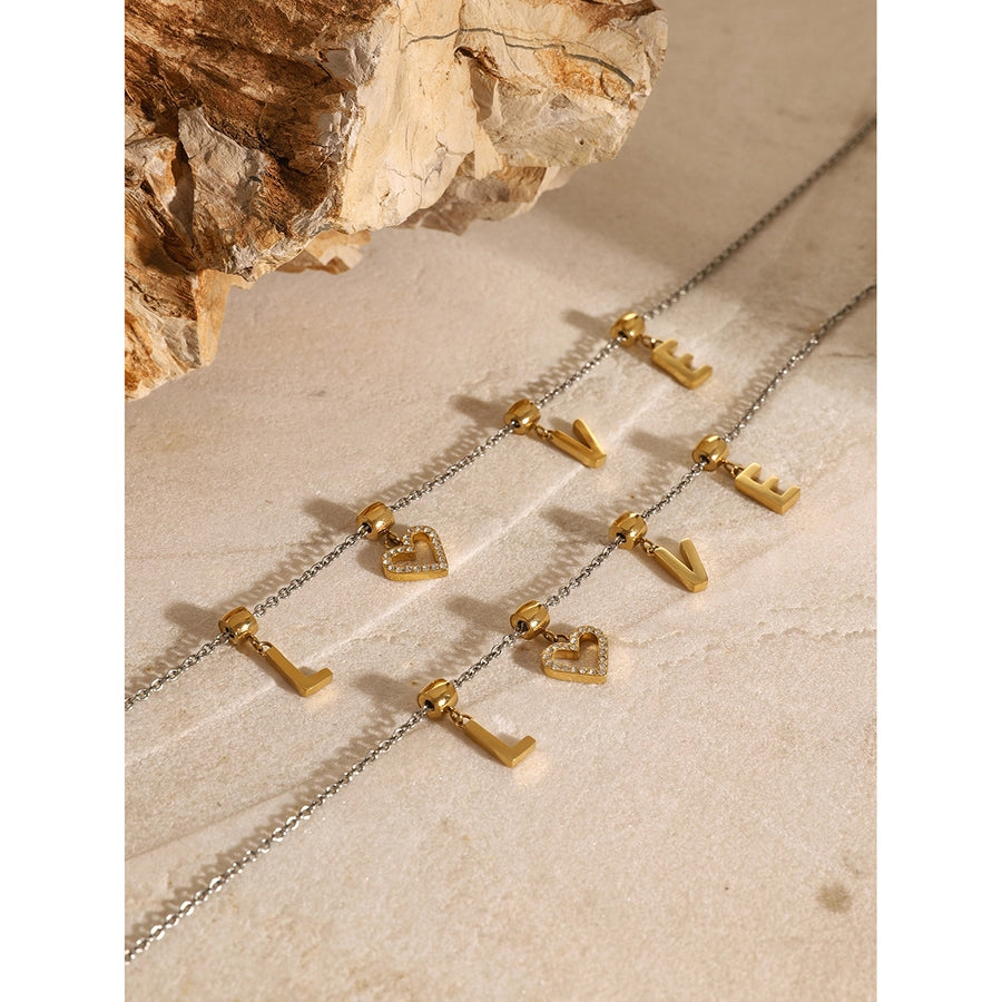 Princess Wedding Artistic Letter 304 Stainless Steel Artificial Rhinestones Bracelets In Bulk