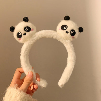 Panda Plush Face Wash Hair Bands Autumn and Winter Hair Band Hair Fixer Non-Slip Headband Female 2024 New Hair Pin Hairware