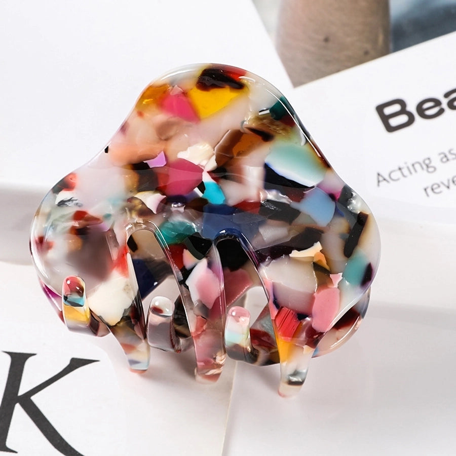 simple style color block acetic acid sheets carving hair claws 1 piece