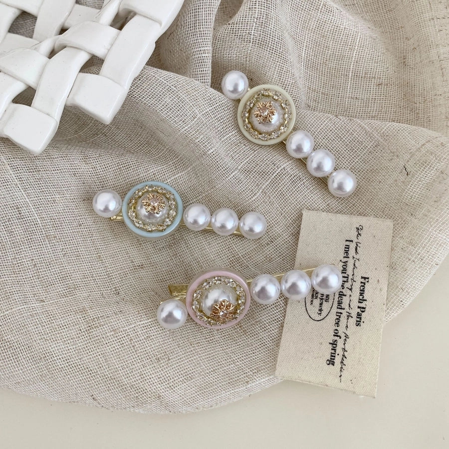 Women's Elegant Simple Style Streetwear Floral Iron Inlay Artificial Pearls Hair Clip