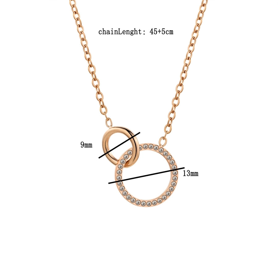 Jewelry Elegant Simple Style Commute Circle 304 Stainless Steel Rose Gold Plated Pendant Necklace