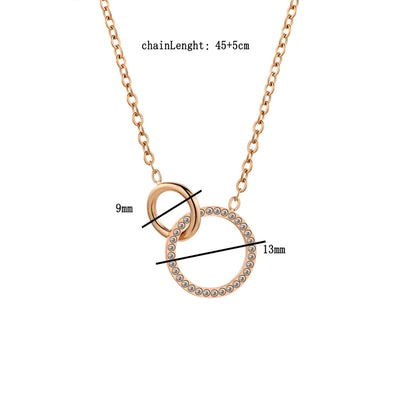 Jewelry Elegant Simple Style Commute Circle 304 Stainless Steel Rose Gold Plated Pendant Necklace