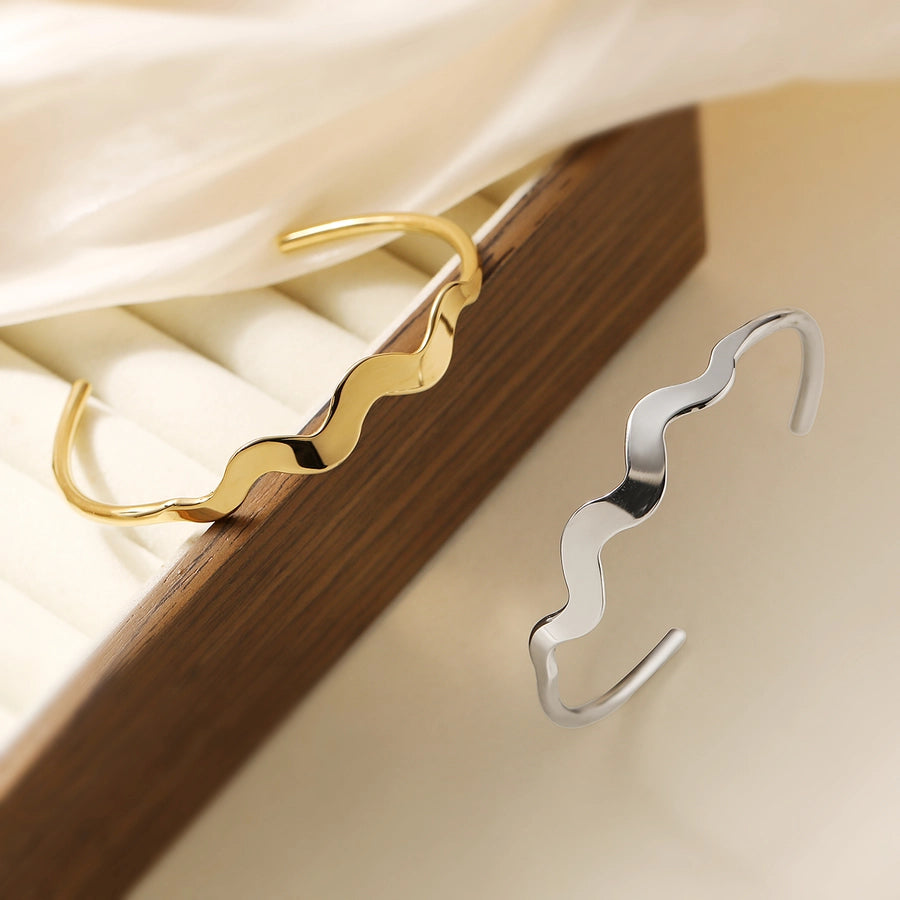 Retro Simple Style Commute Geometric 304 Stainless Steel Cuff Bracelets In Bulk