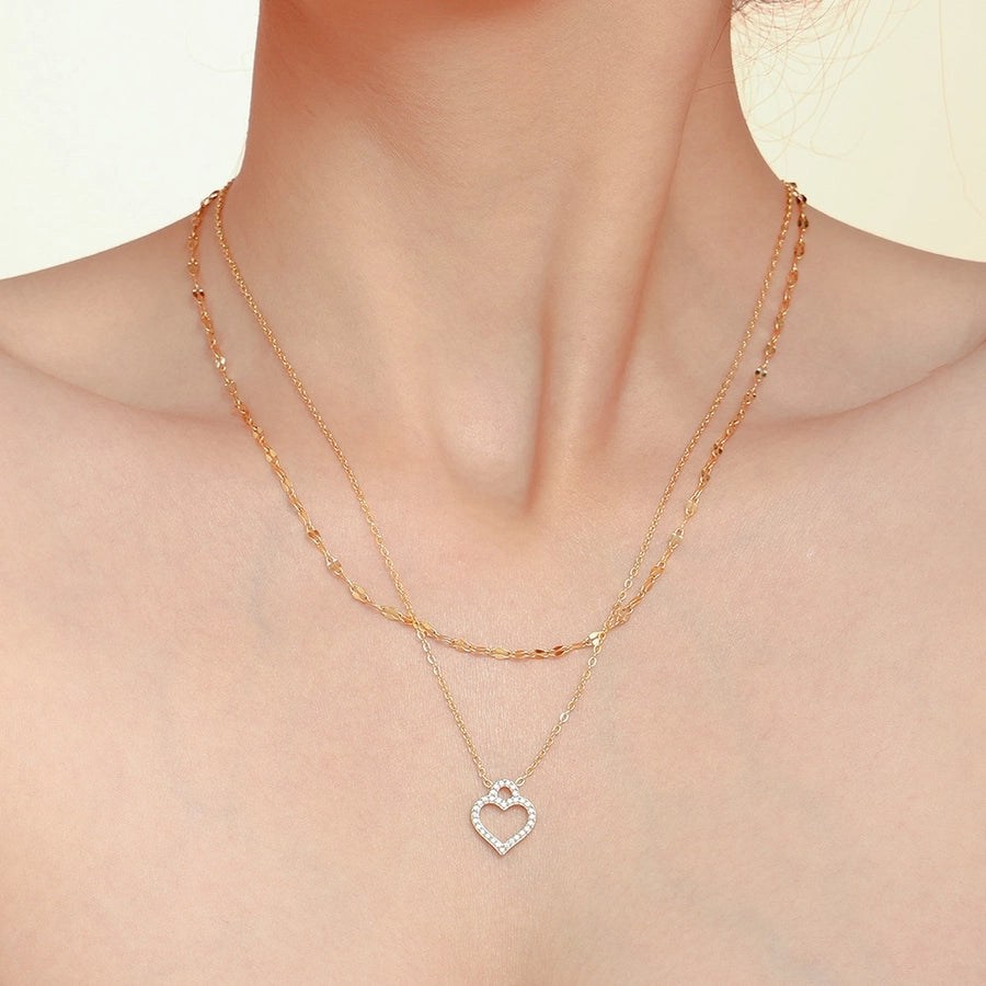 Jewelry Elegant Luxurious Vacation Heart Shape Titanium Steel 18K Gold Plated Plating Jewelry Set