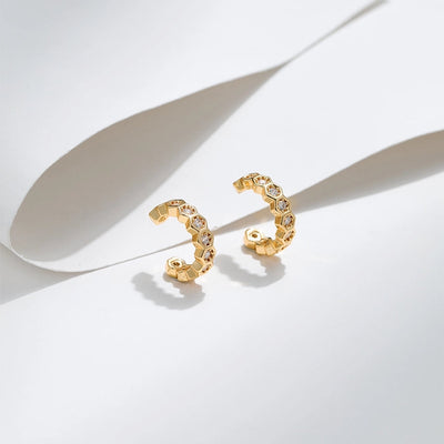 1 Pair Lady Modern Style Shiny Semicircle Inlay Copper Zircon Ear Cuffs