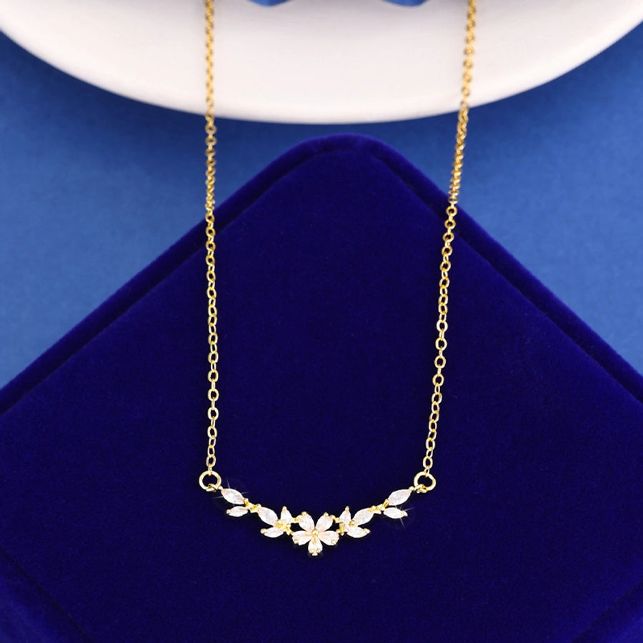 Jewelry Princess Sweet Pastoral Star Flower Butterfly Copper Zircon Imitation Gold  Necklace