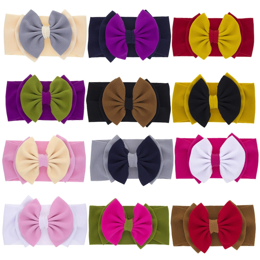 fashion children's solid color double-layer bowknot hairband