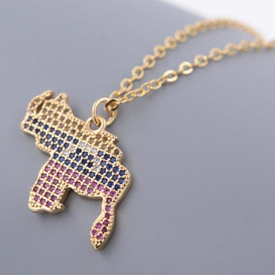 1 PCs Creative Flag Love Heart Pendant Copper Plating 18K Gold Epoxy/Inlaid Color Cubic Zirconia Necklace Punk Simple Fashion for Men Women Daily Wear