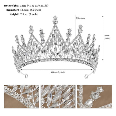 retro crown alloy plating inlay rhinestones crown