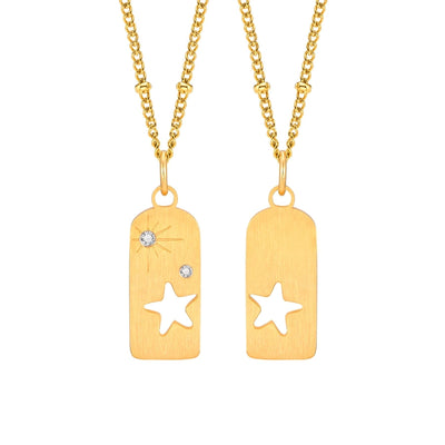 Jewelry IG Style Simple Style Geometric Star 201 Stainless Steel Zircon 18K Gold Plated Hollow Out Inlay Pendant Necklace