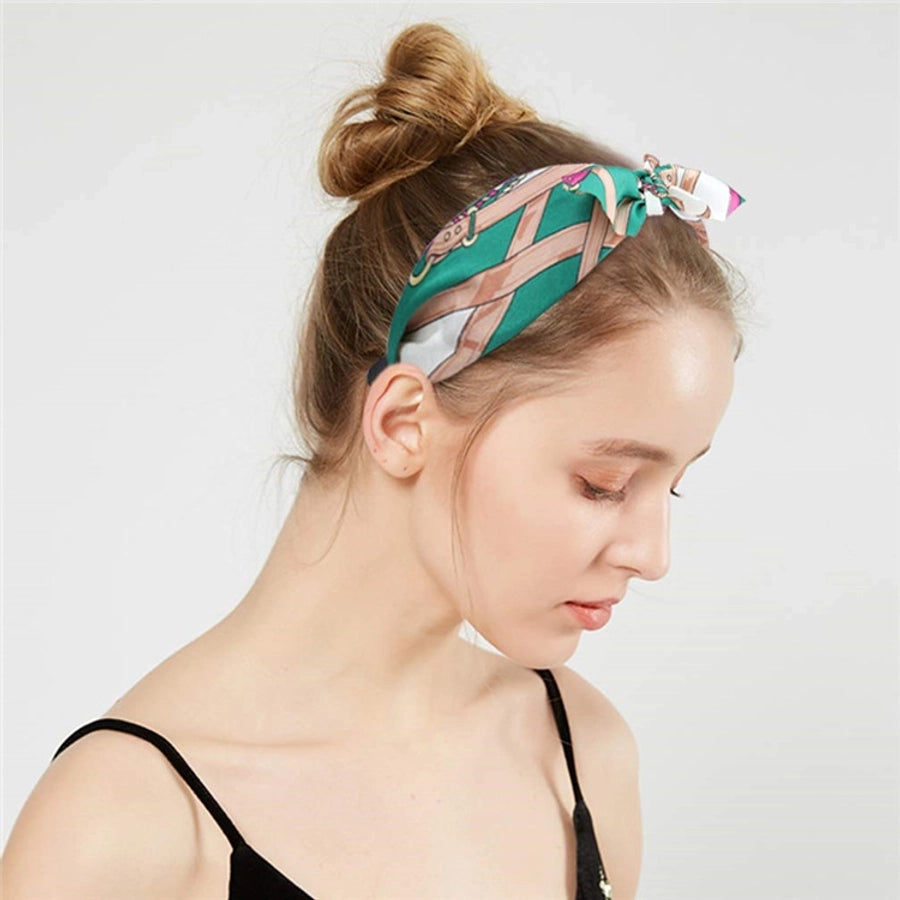 fashion polka dots bow knot cloth printing hair band 1 piece