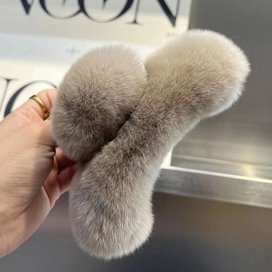 cute solid color rex rabbit fur hair claws