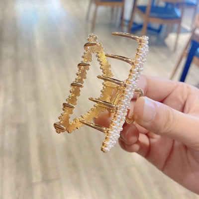 korean style imitation pearl metal rhinestone catch clip