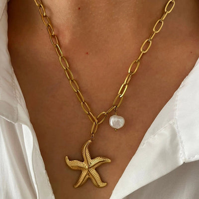 Jewelry Marine Style Classic Style Starfish 316L Stainless Steel  Plating Pendant Necklace