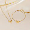 Jewelry Elegant Simple Style Geometric 304 Stainless Steel Gold Plated Bracelets Earrings Necklace