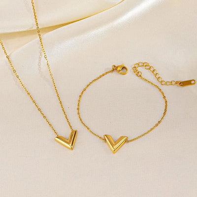 Jewelry Elegant Simple Style Geometric 304 Stainless Steel Gold Plated Bracelets Earrings Necklace
