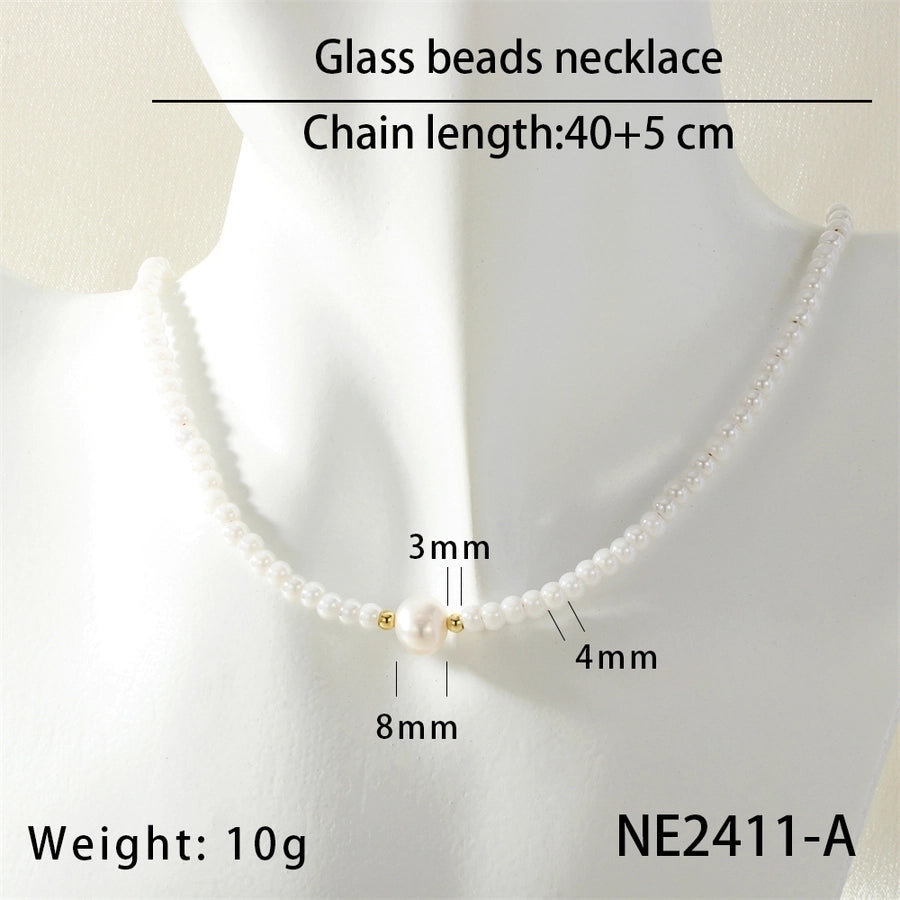 Jewelry Lady Classic Style Circle Glass Copper Necklace