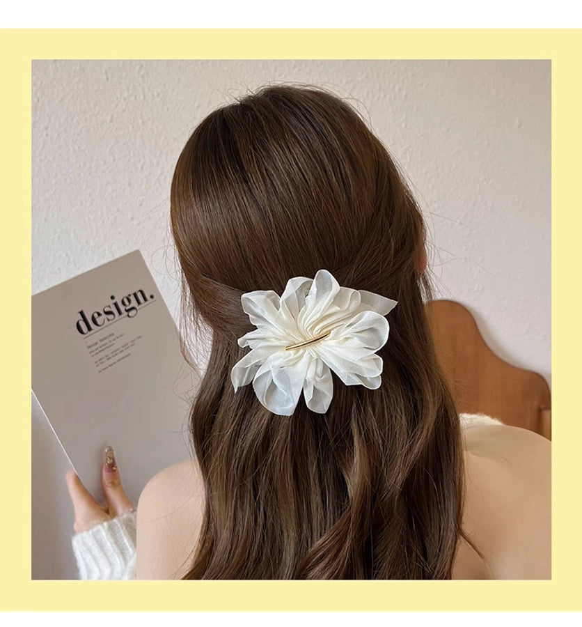Super Fairy Elegant Chiffon Flower Hairpin Summer Back Head Ponda Tail Clip Headwear Advanced Sense Simple  Hair Accessories