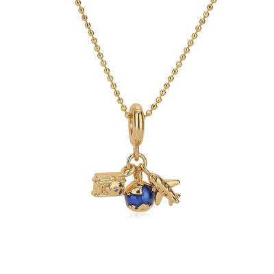 Copper 18K Gold Plated Enamel Geometric Airplane Pendant Necklace