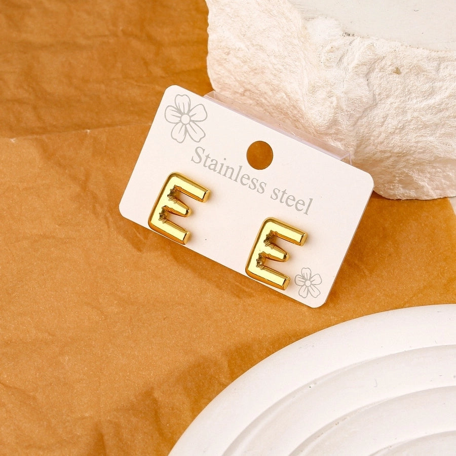 1 Pair Simple Style Classic Style Letter 304 Stainless Steel 18K Gold Plated Ear Studs